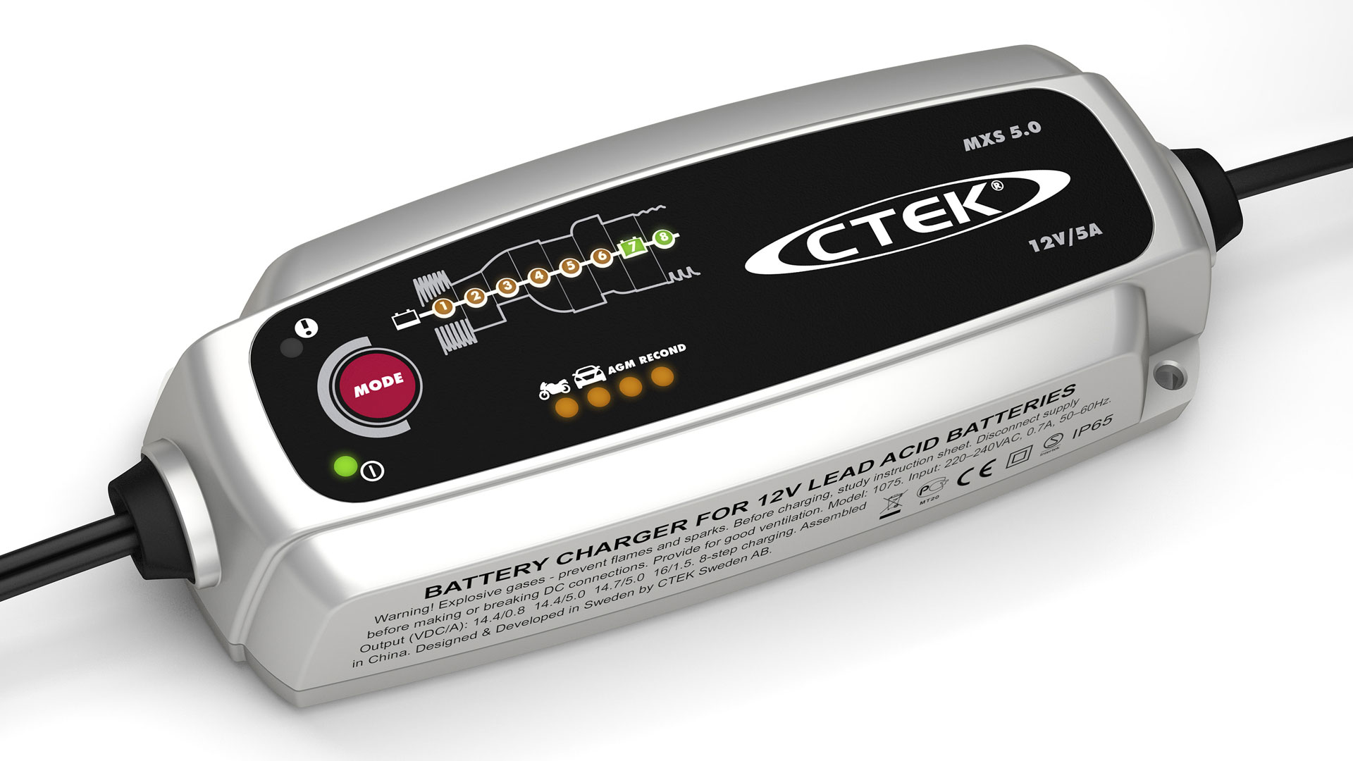 CTEK MXS 5.0 Caricabatterie Automatico (Carica, Mantiene e Ripristina  Batterie da Auto e Moto) 12V, 5 Amp. – Presa Europea +  Basics -  Caricabatterie per Auto 4.8 A/24 W 2 Porte USB, Nero/Rosso : :  Elettronica